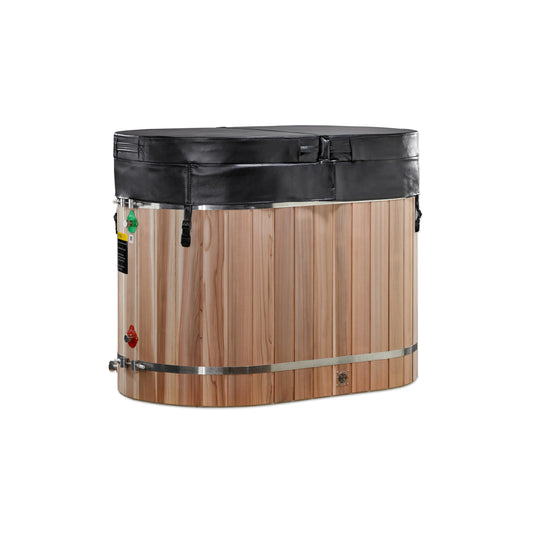 Dynamic Cold Therapy Oval Barrel Tub Cold Plunge (50-P) Pacific Cedar - 3/4 IN-OUT without Motor