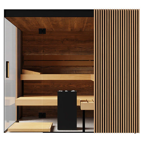 ThermaSol Aalto Sauna Cabin Indoor Sauna Kit, Semi-Panoramic Glass, Up to 4 Persons