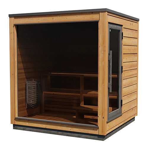 ThermaSol Nordic Dawn Sauna Cabin Fully Assembled Outdoor Sauna, Nordic Pine, Up to 4 Persons