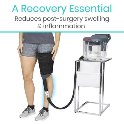 Ice Machine for Knee & Shoulder Post-Surgery – Cold Therapy for Knee & Hip Replacement – Large Cryotherapy Pad with Quiet Pump – Flexible Cuff for Ankle, Back, Leg, Cervical, ACL