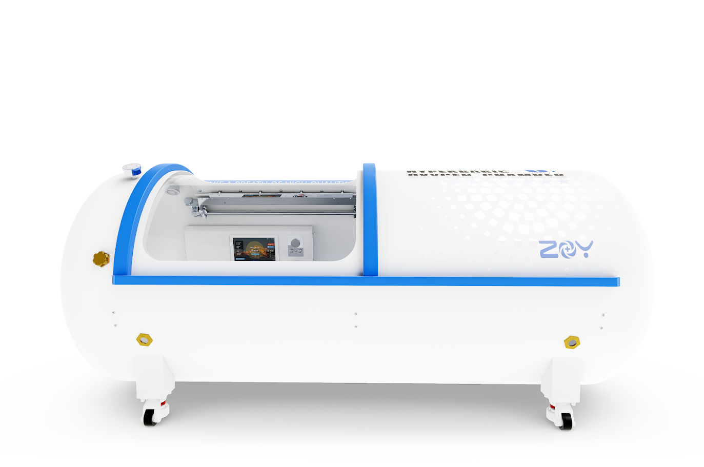 H920 — Hard-Lying Steel Oxygen Hyperbaric Chamber (Ø35.4" × 88.6") • Adjustable 1.3–2.0 ATA • 3-in-1 20 L/min System