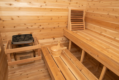 CT Luna Sauna (CTC22LU) — Eastern White Cedar Outdoor Sauna Kit, 315 ft³ | HUUM Hive 6 kW Wi‑Fi Heater & Saunalumin Double Bench Lights