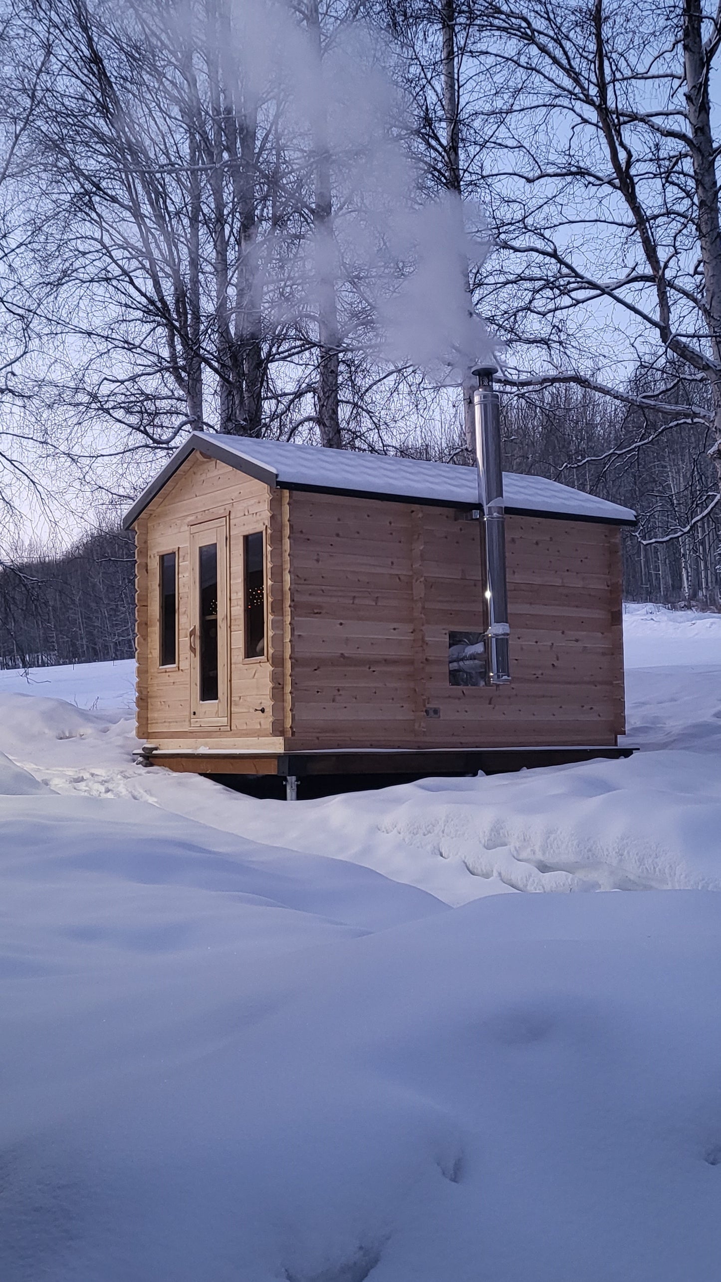 CT Georgian Cabin Sauna (CTC88E) — 8'x8' Eastern White Cedar Outdoor Sauna Kit with HUUM Hive 9 kW Wi‑Fi Heater, Saunalumin Double Bench Lighting & Metal Shingle Roof (343 ft³)