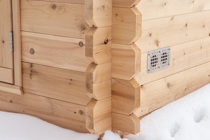 CT Granby Cabin Sauna (CTC66E)-  Eastern White Cedar Outdoor Barrel Sauna Kit with Flat Wood Floor, HUUM Hive 6 kW Wi‑Fi Heater & Saunalumin Double Bench Light- 141 ft³