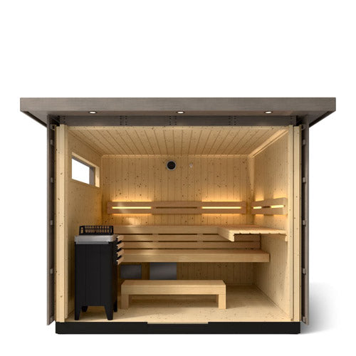 Kohler C2 Outdoor Sauna Kit, Weathered Grey Spruce, Up to 6 Persons