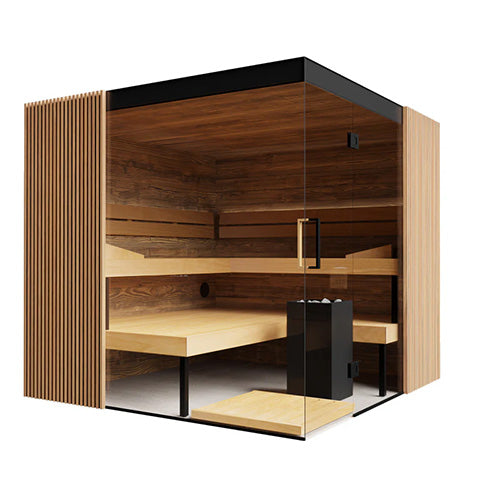 ThermaSol Aalto Sauna Cabin Indoor Sauna Kit, Semi-Panoramic Glass, Up to 4 Persons