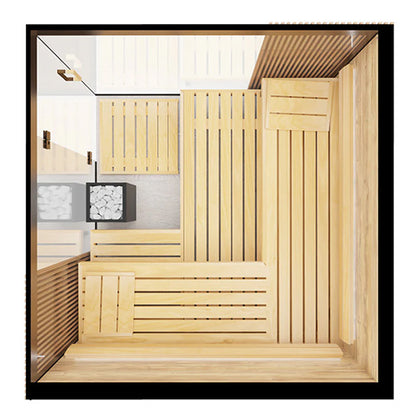 ThermaSol Aalto Sauna Cabin Indoor Sauna Kit, Semi-Panoramic Glass, Up to 4 Persons