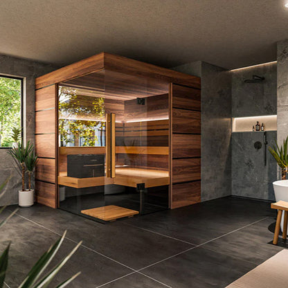 ThermaSol Astra Sauna Cabin Indoor Sauna Kit, Semi-Panoramic Glass, Up to 4 Persons