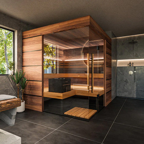 ThermaSol Astra Sauna Cabin Indoor Sauna Kit, Semi-Panoramic Glass, Up to 4 Persons