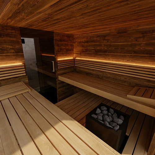 ThermaSol Ombra Sauna Cabin Fully Assembled Outdoor Sauna, Stopsol Bronze Glass, Up to 5 Persons