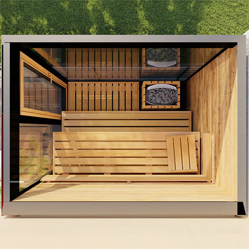 ThermaSol Vera Sauna Cabin Fully Assembled Outdoor Sauna, Tinted Parsol Glass, Up to 3 Persons