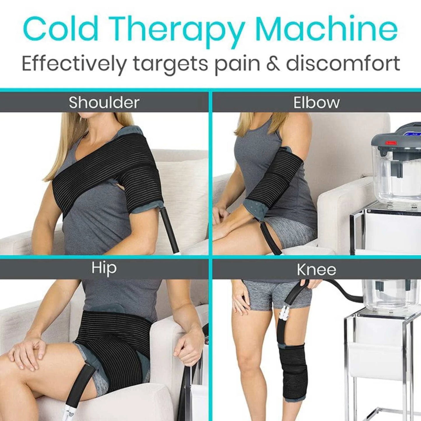 Ice Machine for Knee & Shoulder Post-Surgery – Cold Therapy for Knee & Hip Replacement – Large Cryotherapy Pad with Quiet Pump – Flexible Cuff for Ankle, Back, Leg, Cervical, ACL