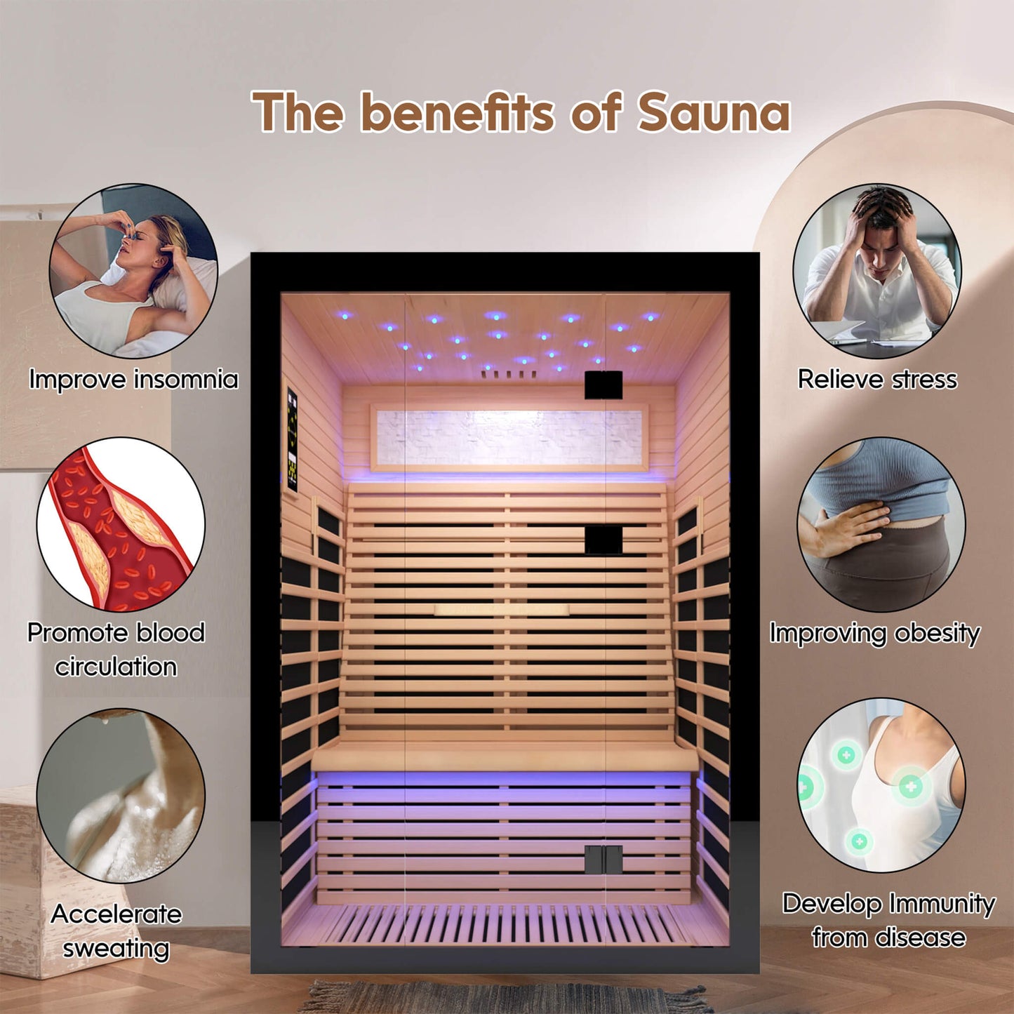Thermora Luxury 2-Person Canadian Hemlock Wood Far Infrared Home Sauna (SAK02184)